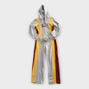 Vintage Y2K Ecko Red Hooded Jumpsuit Zip-Front Track Suit Gray Womens size Large